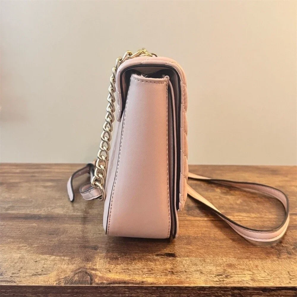 A New Day Crossbody Bag Womens Small Pink Quilted Chevron Gold